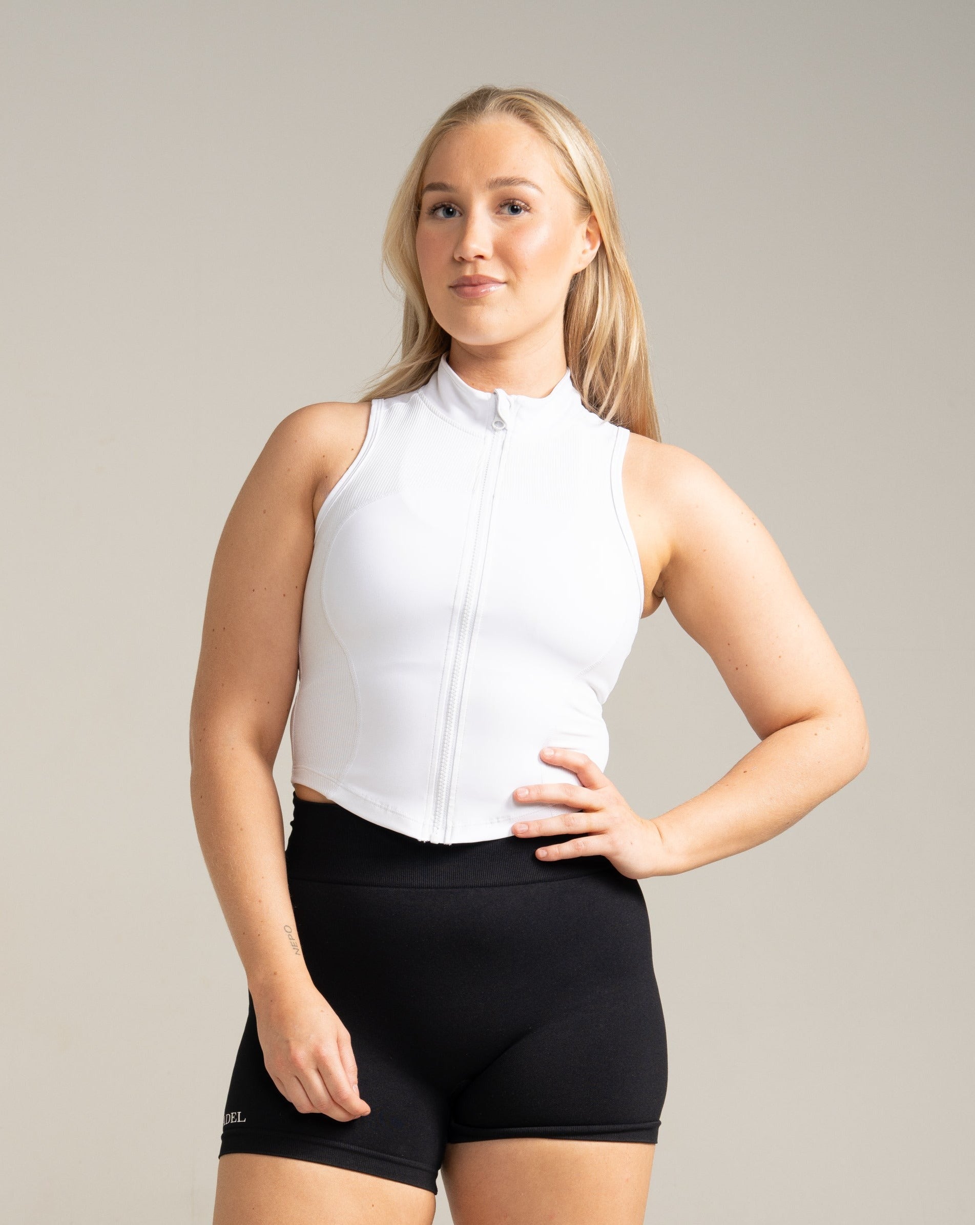 Performance Zipper Top - White